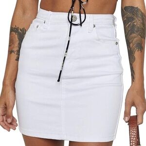 Elegant White Denim Mini Skirt